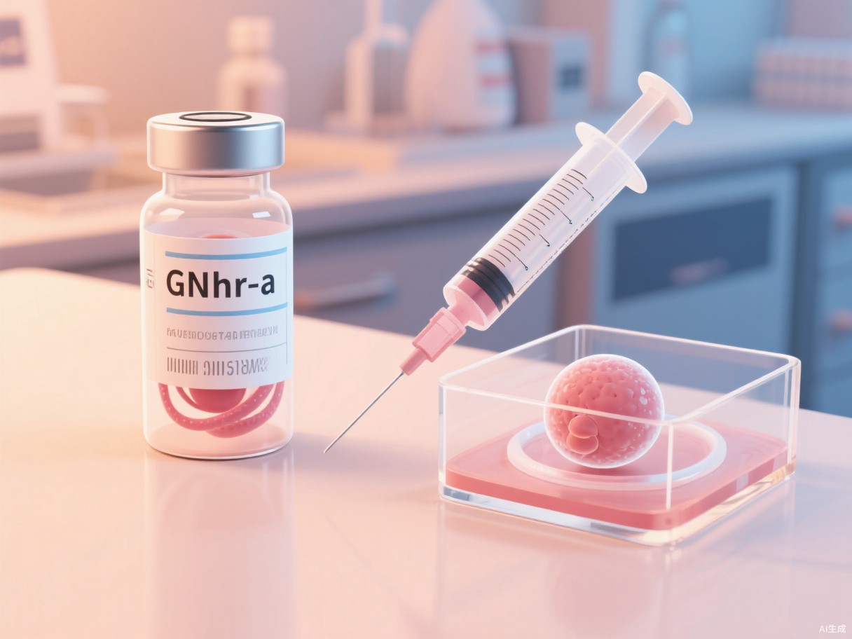 GnRH-a注射與冻胚移植准备医学插画
