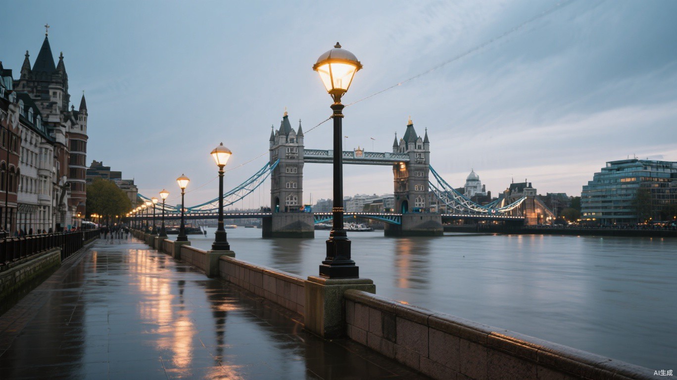 英國伦敦塔橋與泰晤士河天际线，英國代母出生時為法定母亲