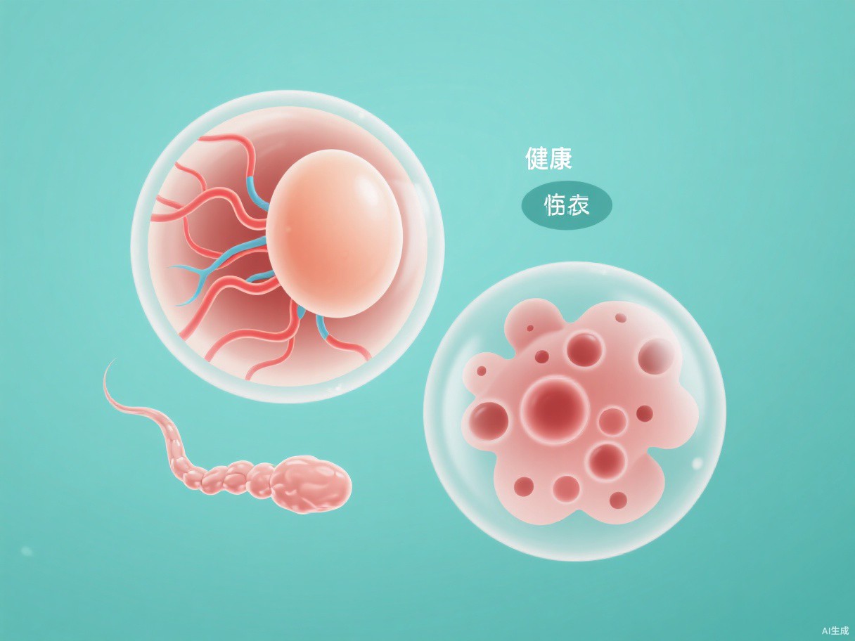 卵子與精子细胞医学插画對比健康與质量差的配子